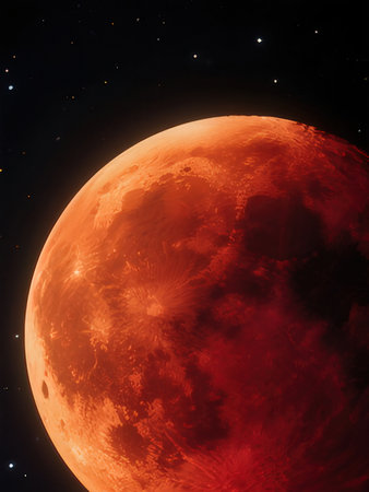 Red planet on space background. Elements of this image furnished by NASA