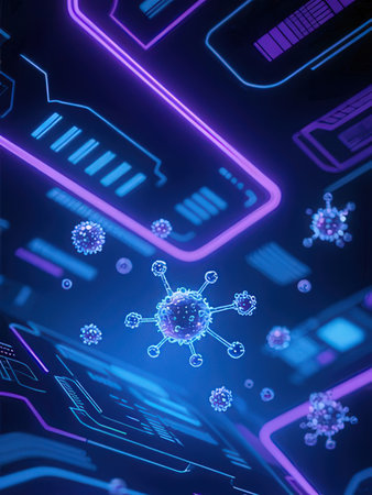 Digital illustration of virus in color background. 3d rendering