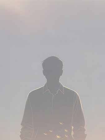 Silhouette of a man in a shirt on a light background
