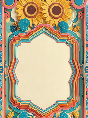 Vintage frame with sunflowers. EPS 8 vector file includedの写真素材