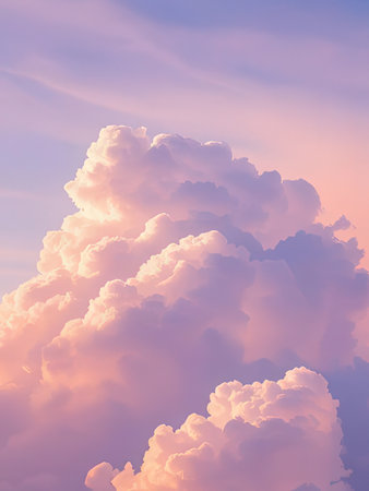 Sunset sky background with tiny clouds. 3d render illustration.