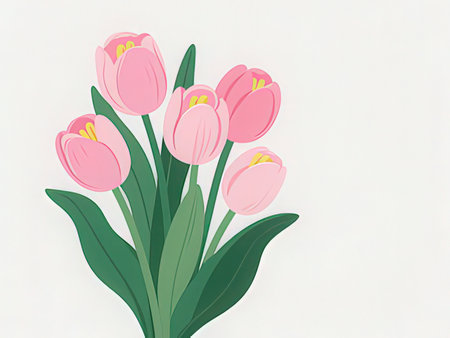 Pink tulips on a white background. Vector illustration. EPS 10の写真素材