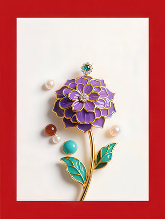 Flower on a white sheet of paperrated with beads.