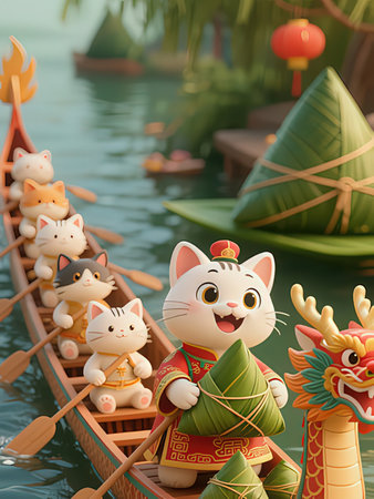 Chinese new year, Year of the Cat. 3D rendering.の写真素材