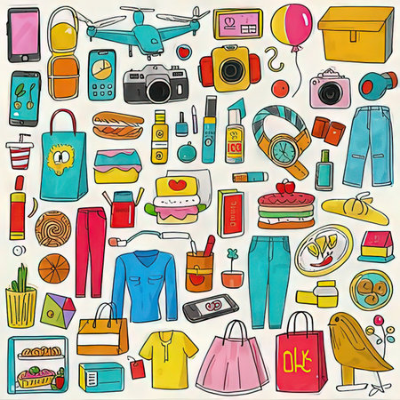 Hand drawn doodle set of travel and tourism items. Vector illustration.