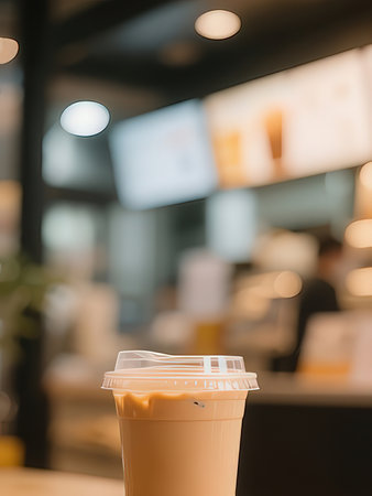 Iced latte coffee in coffee shop - vintage effect style pictures