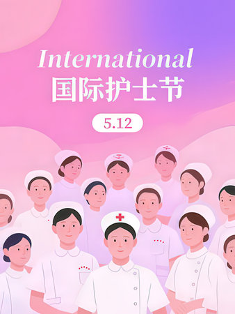 International Nurses Day. Illustration of a group of nurses and doctors.
