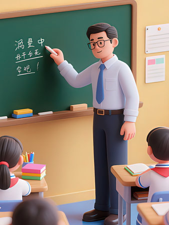 Teacher teaching students in the classroom. Education concept. 3D rendering.の写真素材
