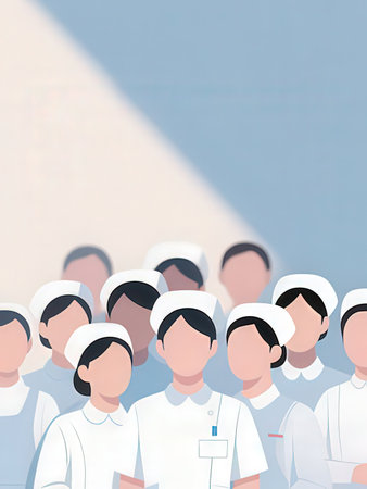 Group of doctors and nurses in a medical uniform. Vector illustration.の写真素材