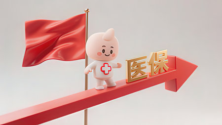 Kawaii character with Chinese flag and arrow, 3d renderingの写真素材