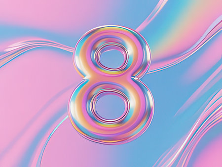 Number 8 on a colorful background. 3D illustration. 3D rendering.