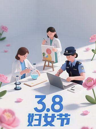 3D rendering of a group of doctors and nurses working in the laboratory