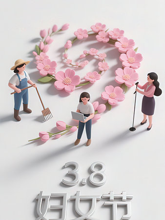 Happy Women's Day, 8th of March, greeting card.