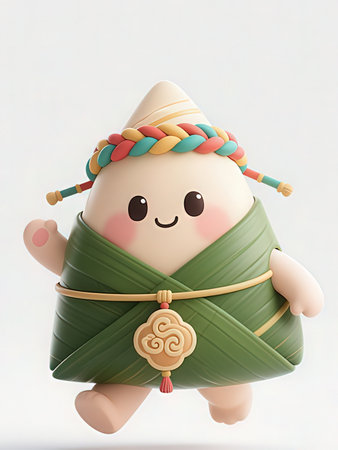 Kawaii baby wrapped in banana leaf, 3d rendering.の写真素材