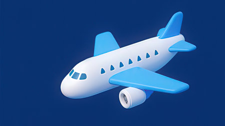 Airplane on a blue background. 3d rendering, 3d illustration.