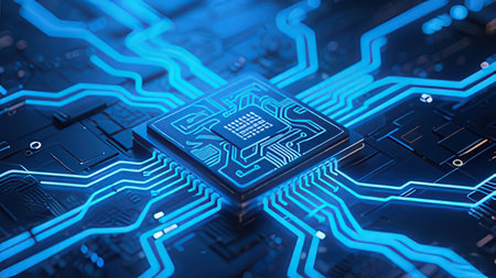 Circuit board background. Technology and science concept. 3D Rendering