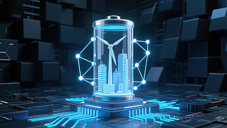 Smart city concept. 3d rendering, 3d illustration. Technology backgroundの写真素材