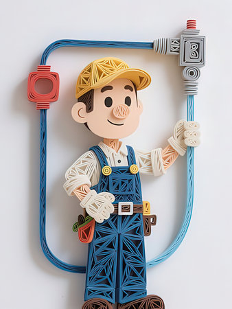 Plasticine construction worker, 3d rendering. Computer digital drawing.の写真素材