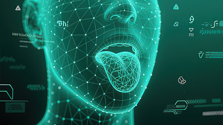 Digital illustration of a human face in color background