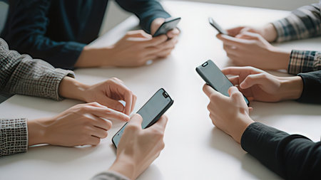close up. a group of young people using their smartphones in the office