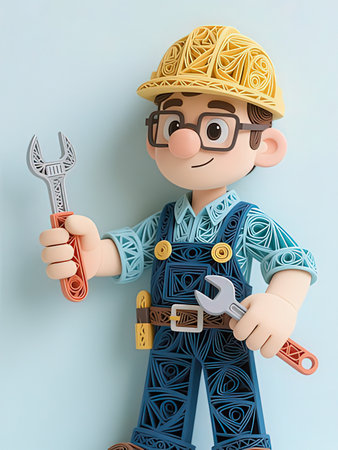 3d illustration of a cartoon character with a spanner and wrench
