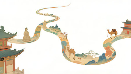 illustration of a zodiac sign on a white background with camel and mountains