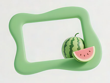Watermelon and frame on a white background. 3d rendering.
