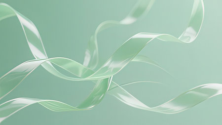 Abstract background with green ribbons. 3d rendering, 3d illustration.