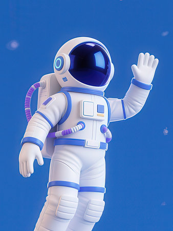 Astronaut in space suit waving his hand. 3d render