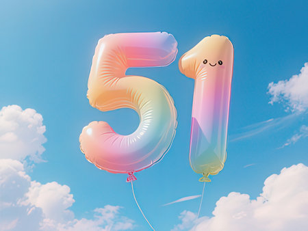 5 years anniversary celebration balloon. 5th birthday greeting card. 3D Rendering