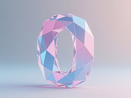 Polygonal letter O in low poly style. 3d renderingの写真素材