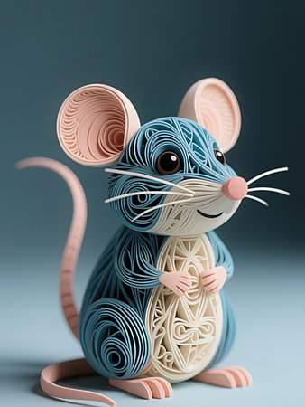 3d render of a cute mouse with a wavy pattern.の写真素材