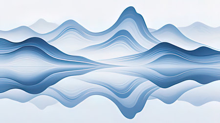 abstract blue background with smooth wavy lines and waves, illustration