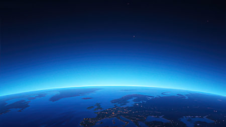 Europe from space on planet Earth at night. 3D illustration.