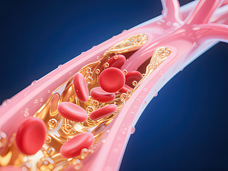 Blood clot in human body. 3d illustration on blue background.