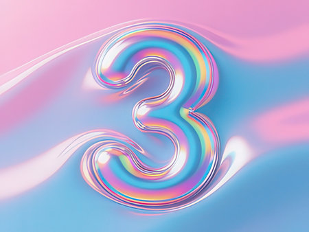3d render of colorful background with a number three in the center