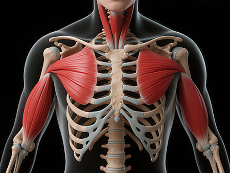 3D rendered Illustration of the human thorax anatomy - Musclesの写真素材