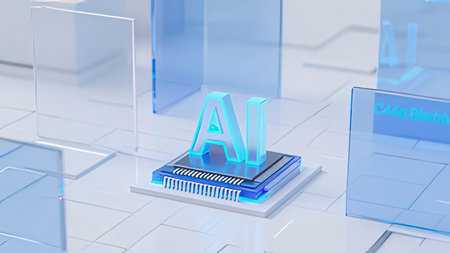 Artificial Intelligence (AI) concept on blue background. 3D renderingの写真素材