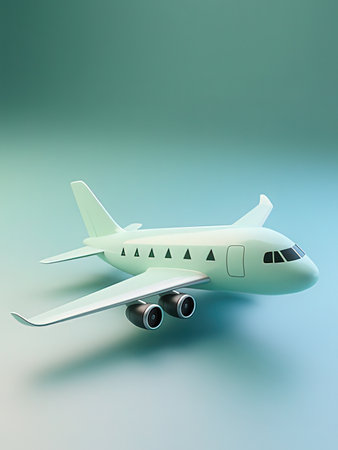 Airplane model on blue background. 3D illustration. Vintage style.の写真素材