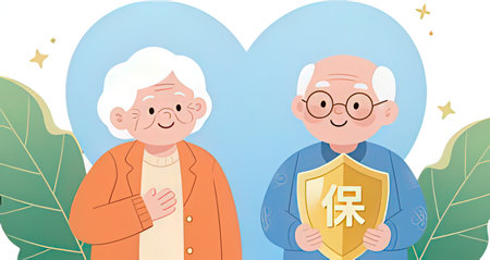 Elderly couple in love. Vector illustration of old people.の写真素材