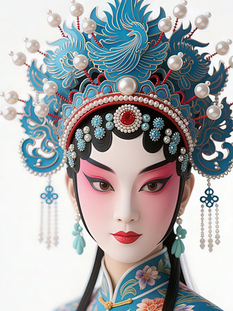 Korean traditional costume, close-up portrait of a geishaの写真素材