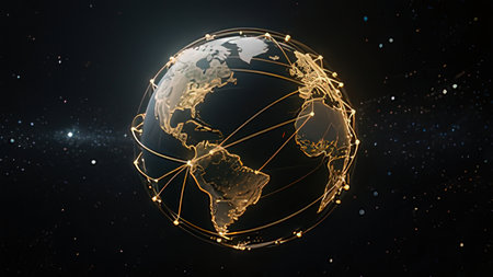 Global network connection. 3d rendering elements of this image furnished by NASAの写真素材