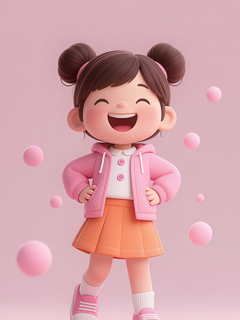 3D Render of a Cute Little Girl