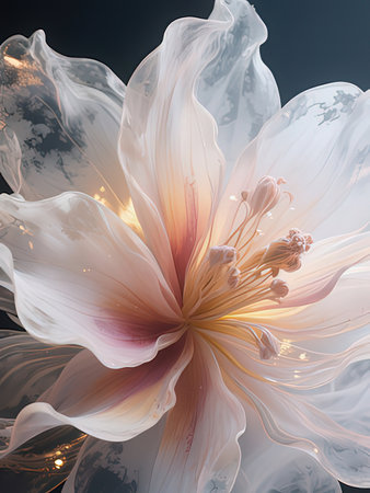 Macro closeup of beautiful white flower, digital artwork for creative graphic design
