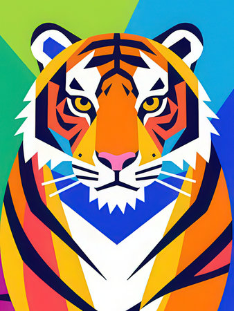 Tiger head. Colorful abstract vector illustration for your design.の写真素材