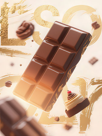 Chocolate bar on a white background. 3d rendering, 3d illustration.の写真素材