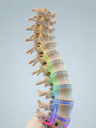 3D Illustration of Human Skeleton Vertebrae Anatomy