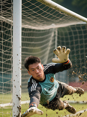Goalkeeper of Malaysia in action during a Malaysia National Football League game between Malaysia and Malaysia.の写真素材