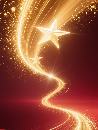 Shining golden star on dark background. Vector illustration for your design