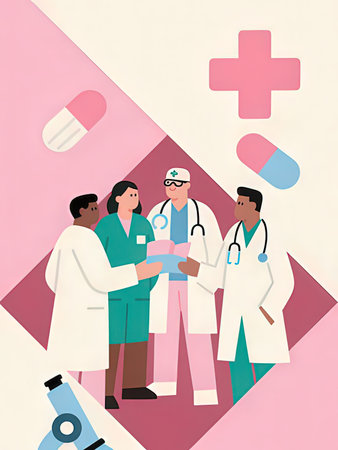 Medical team. Doctor, nurse and surgeon. Vector illustration in flat style